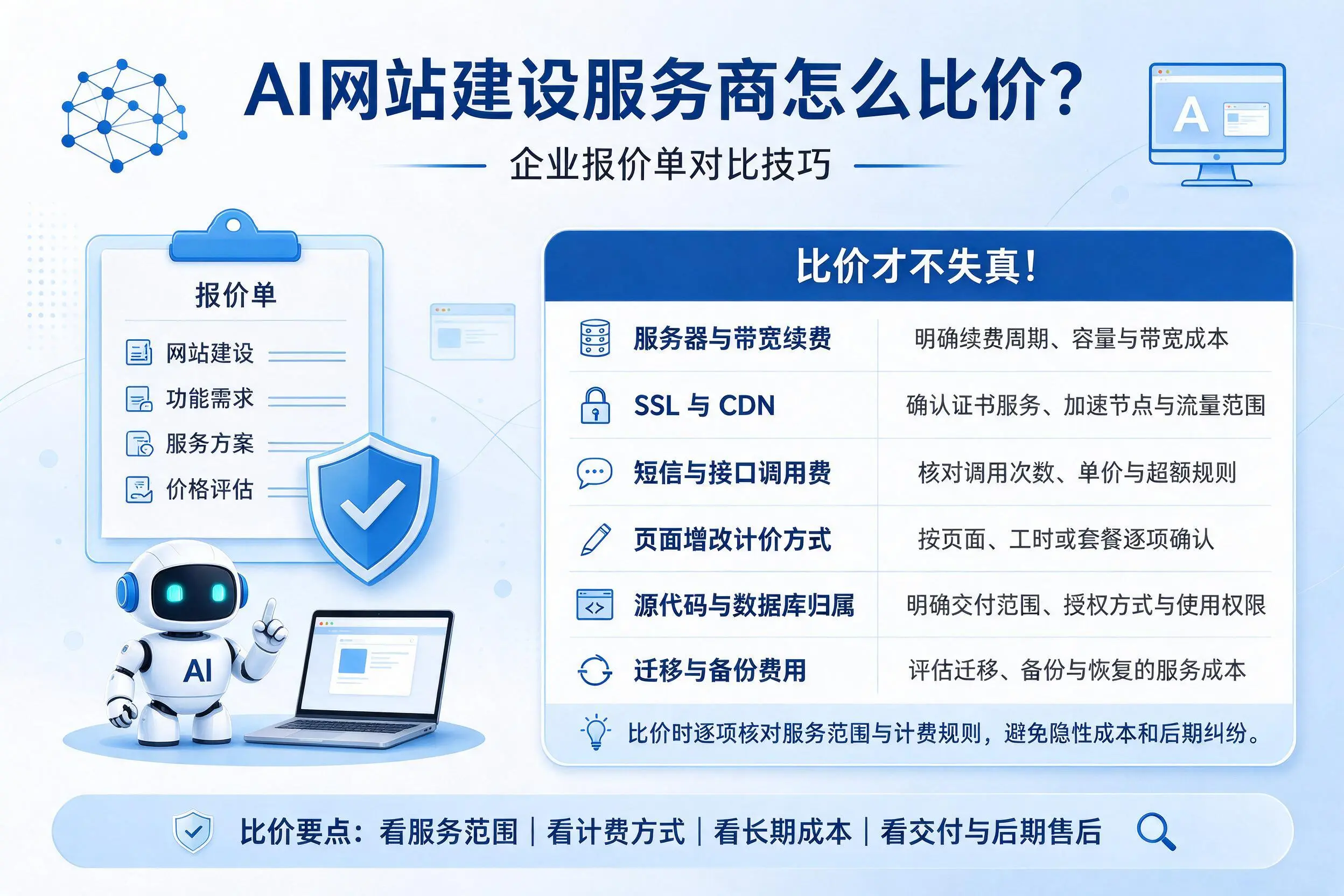 AI网站建设服务商怎么比价？雅安企业报价单对比技巧